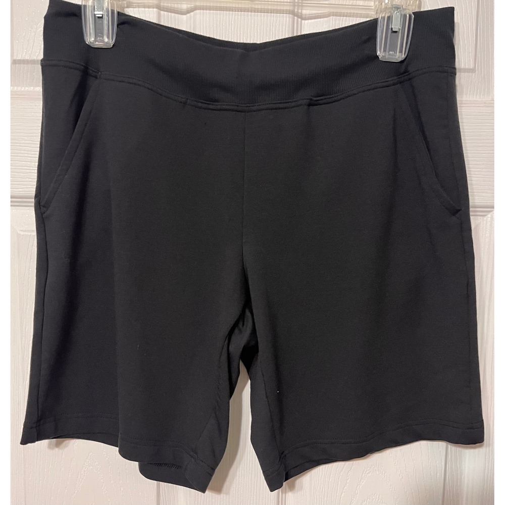 Emily‎ B Womens Black Athletic Shorts Elastic Drawstring Waist Pockets Size L